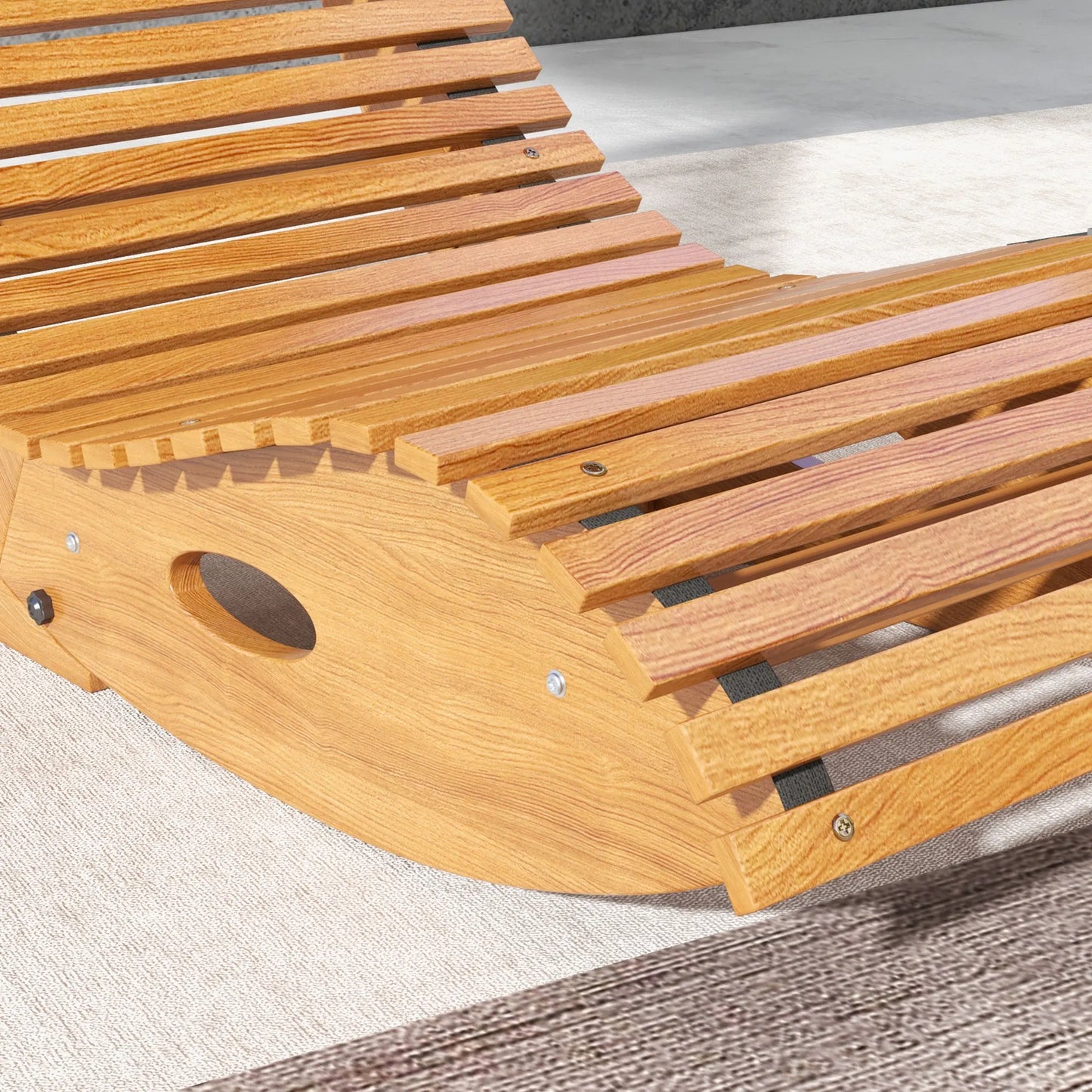 Outdoor Rocking Chair W/Teak Slatted Sea