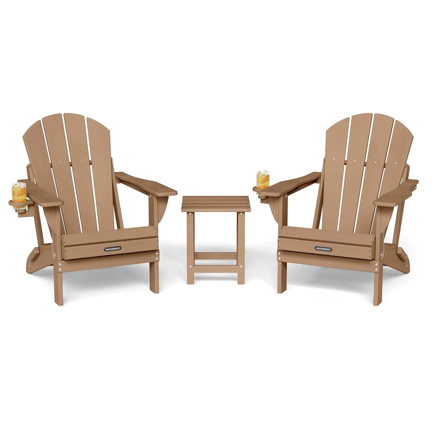 Folding Adirondack chairs and table set