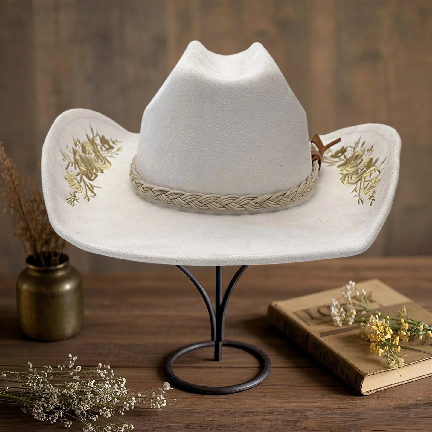 Unisex Cowboy Hat with Wide Brim