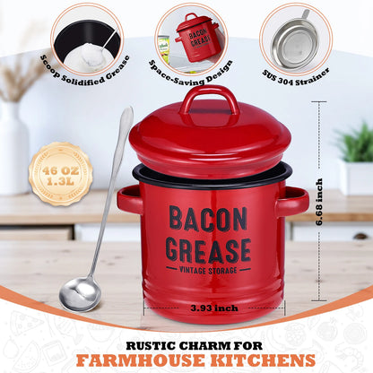 Farmhouse Bacon Grease Container with Strainer