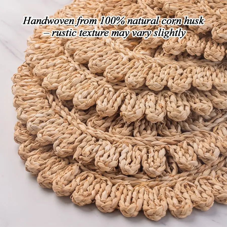 Round Corn Husk Placemats Set