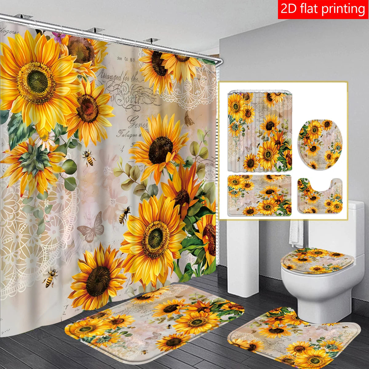 Sunflower Shower Curtain Set