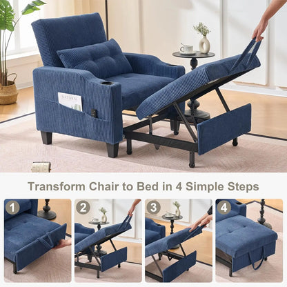 Convertible Sleeper Chair with Adjustable Backrest